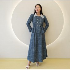 Syifa Set - Oneset Knit Print Denim